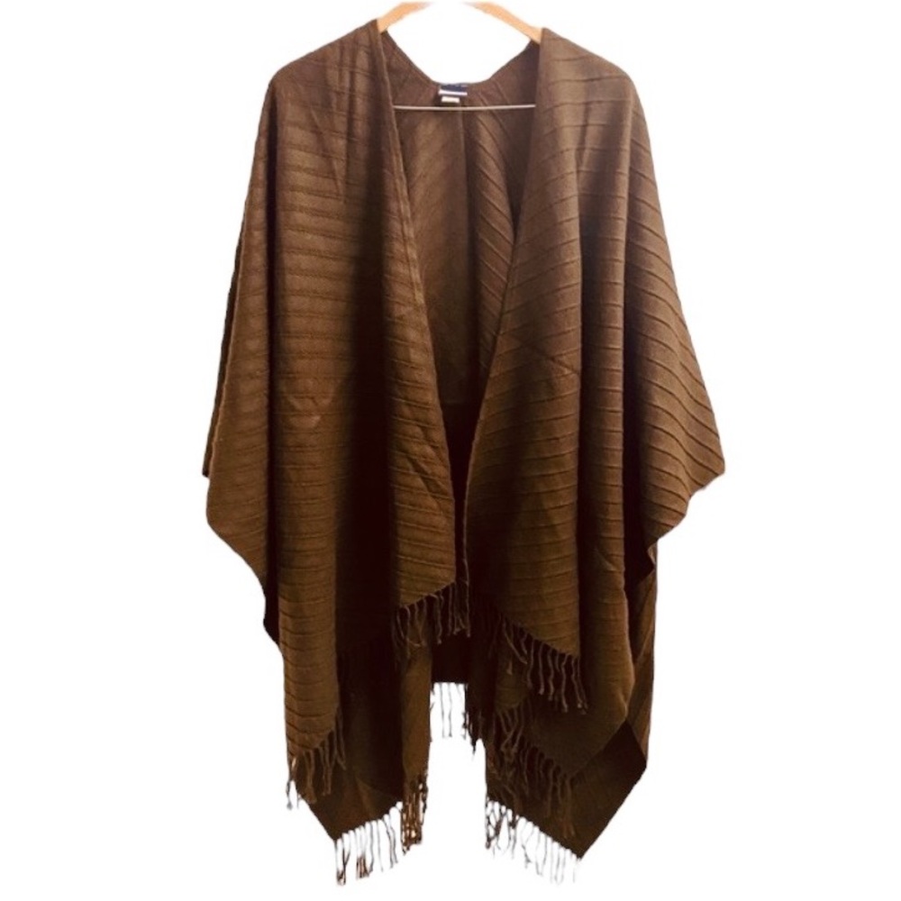 Croft & Barrow Brown Shawl Shoulder Shrug Fringe Detail Women’s One Size